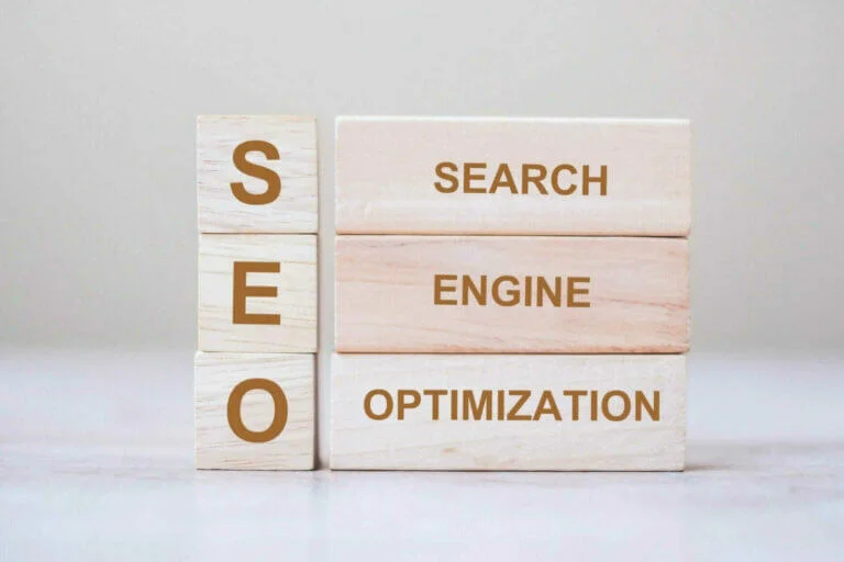 Search engine optimization (SEO) on wooden blocks