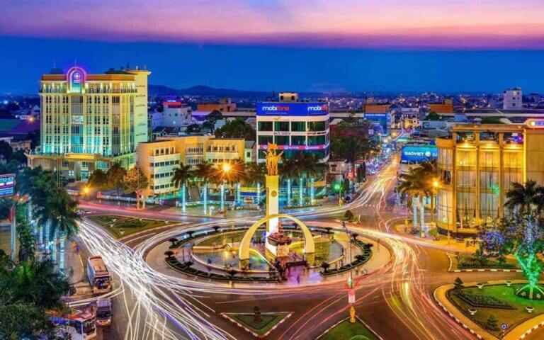 night time view of Buon Ma Thuot City Centre in Daklak