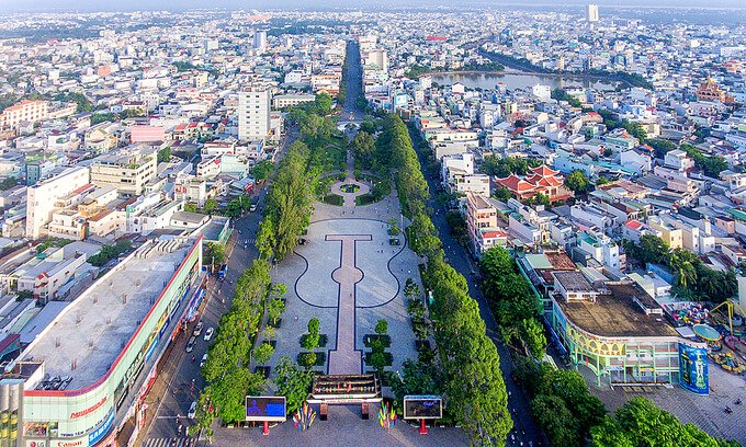 Ariel view of Can Tho City Centre.