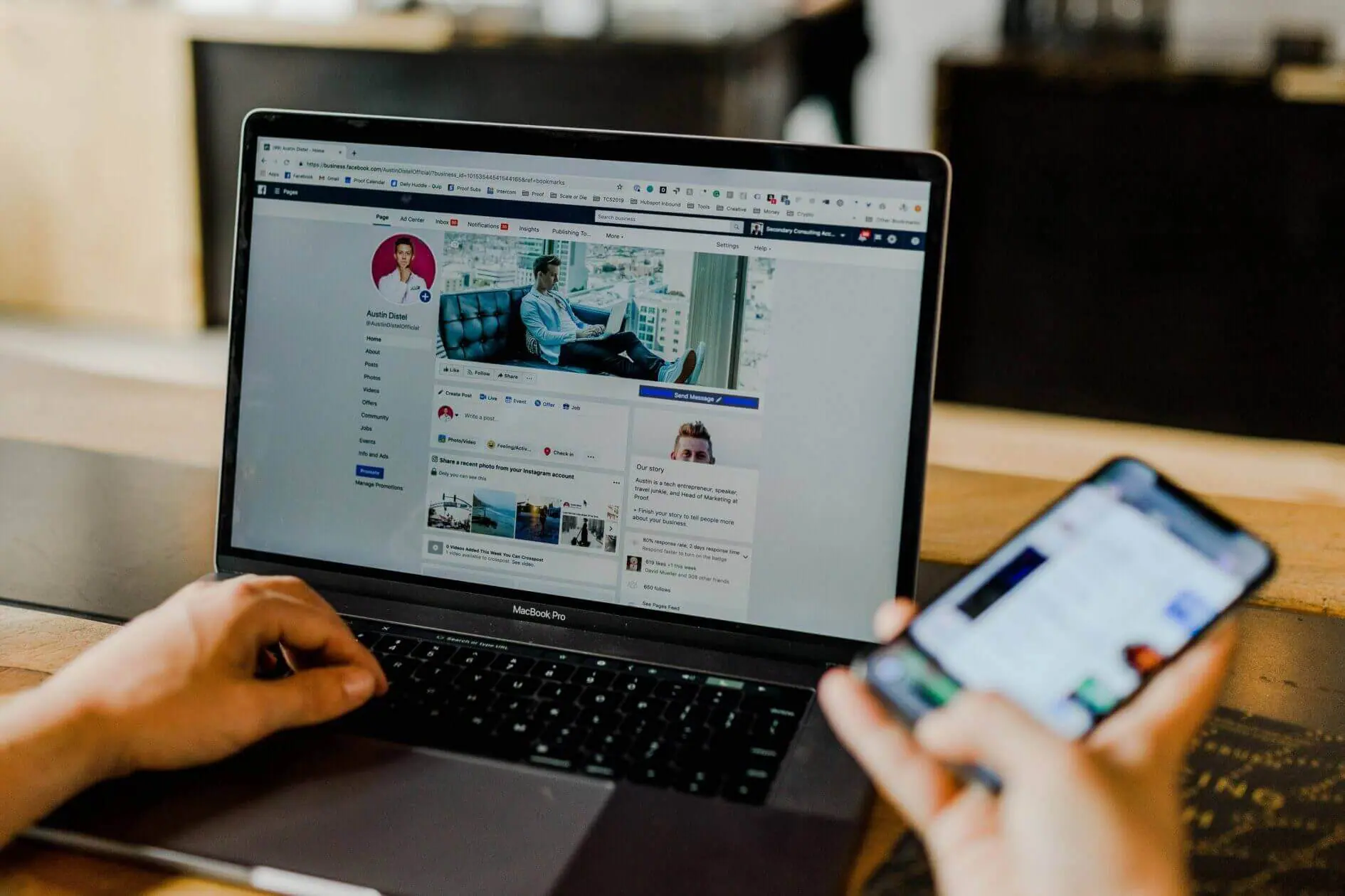 A computer showing our digital marketing agency services with social media on the screen.