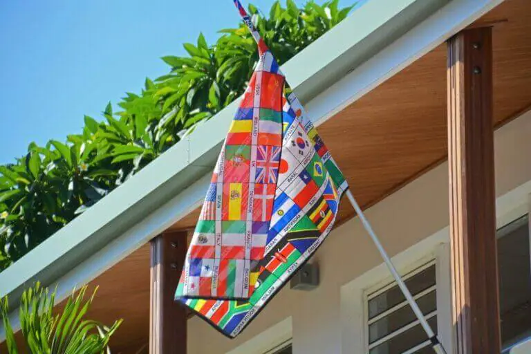 a flag showing different flags of nations representing a multilingual website.