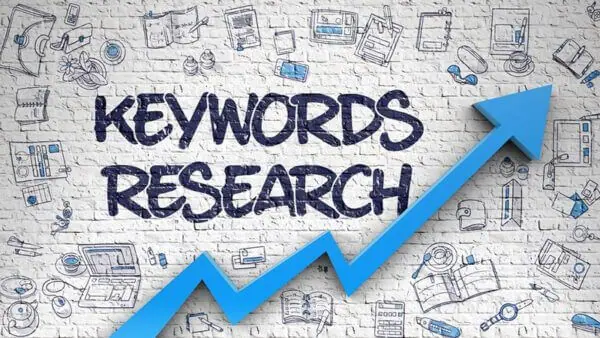 Keyword Research wrote on a wall with a blue arrow showing success for off page seo