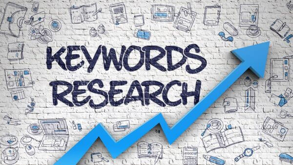 Keyword Research wrote on a wall with a blue arrow showing success for off page seo
