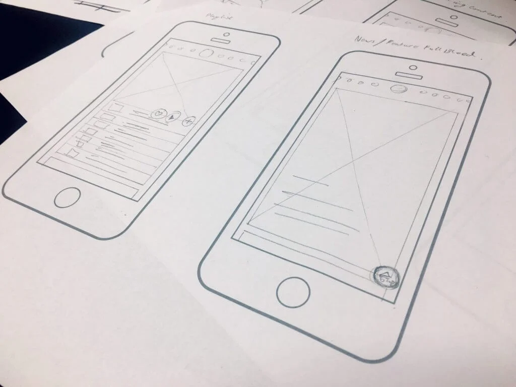What Is A UI UX Design Agency? - Web Design Saigon Sketches on paper of a mobile UI design by our ui ux design agency